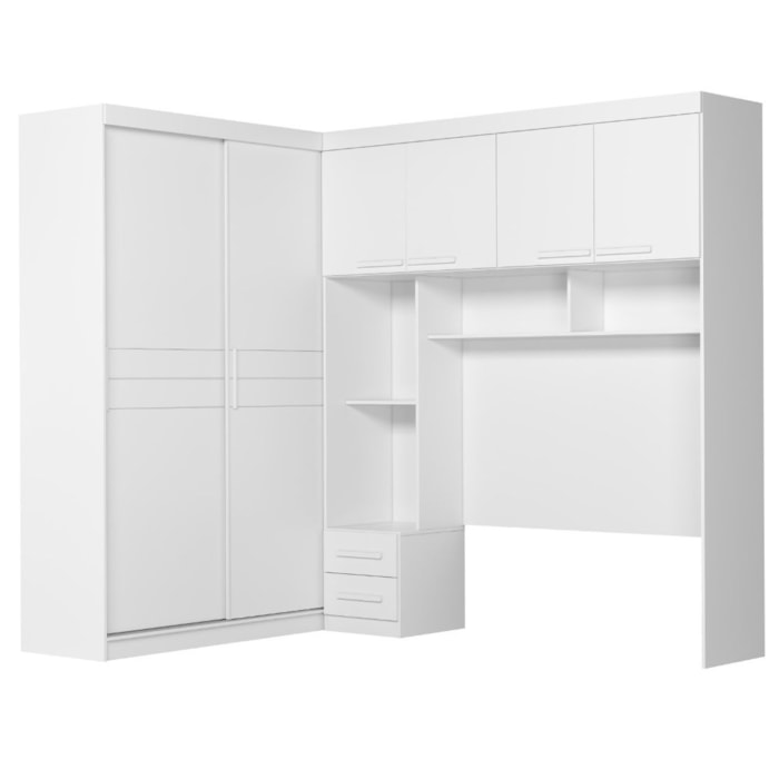 Dormitorio Modulado Casal 6P 242X173 cm Florenca Branco Moval
