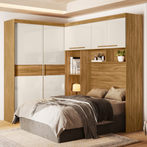 Dormitorio Modulado Casal 6P 242X173 cm Florenca Freijo Off White Moval