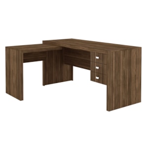 Escrivaninha 03 Gavetas Reversível ME4106 Nogal Tecno Mobili Escrivaninha 03 Gavetas Reversível ME4106 Nogal Tecno Mobili