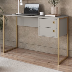 Escrivaninha 2 Gavetas 120 cm P1012 Arenas Dourado PP Milani Store