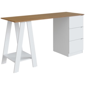 Escrivaninha Mesa Escritorio Cavalete 3 Gavetas B62 Mell Branco NOVAM Escrivaninha Mesa Escritorio Cavalete 3 Gavetas B62 Mell Branco NOVAM