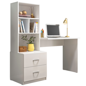 Escrivaninha Multifuncional 2 Gavetas 138cm Branco PLLA Escrivaninha Multifuncional 2 Gavetas 138cm Branco PLLA