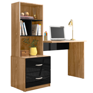 Escrivaninha Multifuncional 2 Gavetas 138cm Preto Nature PLLA Escrivaninha Multifuncional 2 Gavetas 138cm Preto Nature PLLA