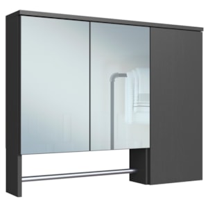 Espelheira Com 3 Portas e Toalheiro 80 cm ES9000 Mell Grafite FAEM Espelheira Com 3 Portas e Toalheiro 80 cm ES9000 Mell Grafite FAEM