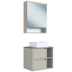 Espelheira Gabinete Suspenso Com Cuba Branca 60 cm Arenas PRODDY