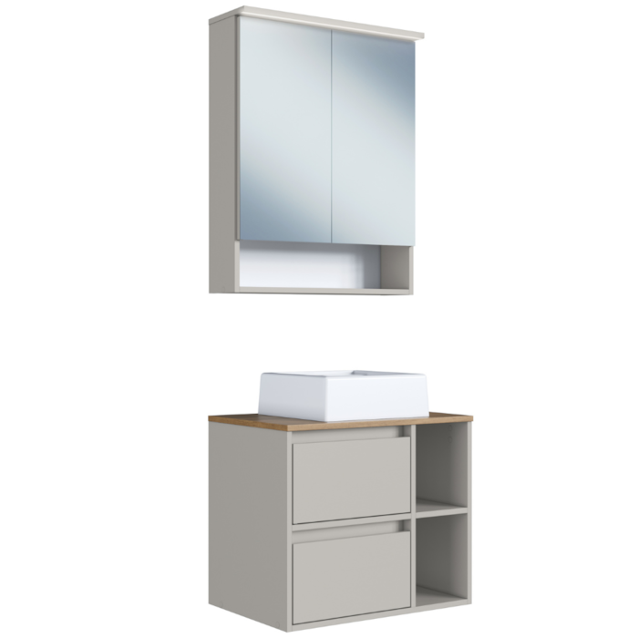 Espelheira Gabinete Suspenso Com Cuba Branca 60 cm Arenas PRODDY