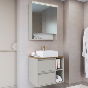 Espelheira Gabinete Suspenso Com Cuba Branca 60 cm Arenas PRODDY