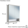 Espelheira Gabinete Suspenso Com Cuba Branca 60 cm Arenas PRODDY