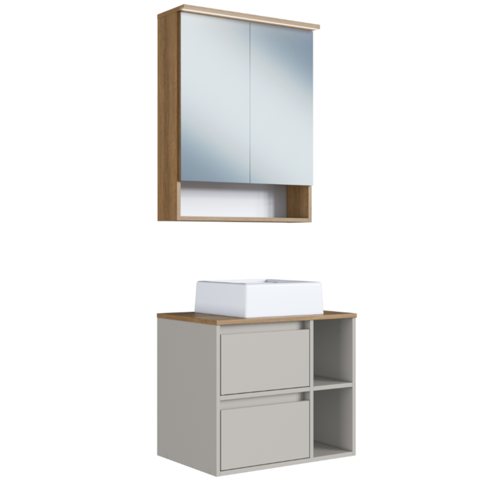 Espelheira Gabinete Suspenso Com Cuba Branca 60 cm Mell Arenas PRODDY