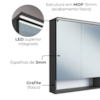 Espelheira Gabinete Suspenso Com Cuba Branca 60 cm Mell Grafite PRODDY