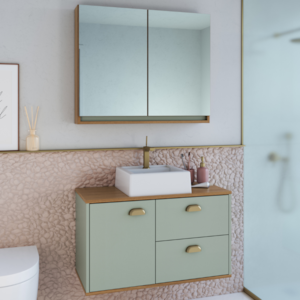 Espelheira Gabinete Suspenso Com Cuba Branca MDF Livia Freijo Moscatel FAEM