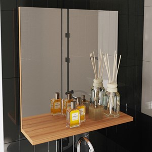 Espelheira Para Banheiro 1 Prateleira BN3642 Amendoa Tecno Mobili