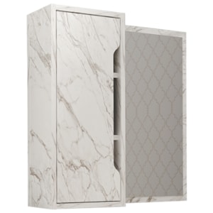 Espelheira Para Banheiro 60 cm 1 Porta BN3648 Marmore Branco Tecno Mobili Espelheira Para Banheiro 60 cm 1 Porta BN3648 Marmore Branco Tecno Mobili