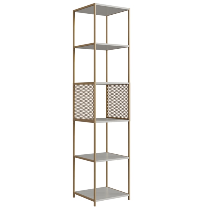Estante 180 Cm Estilo Industrial Com Tela P1023 Arenas Dourado PP