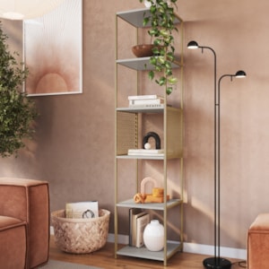 Estante 180 Cm Estilo Industrial Com Tela P1023 Arenas Dourado PP