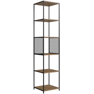 Estante 180 Cm Estilo Industrial Com Tela P1023 Preto Mell PP Estante 180 Cm Estilo Industrial Com Tela P1023 Preto Mell PP