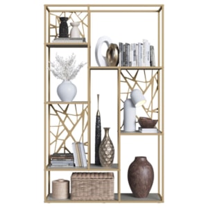 Estante Alta 6 Prateleiras P1057 122 cm Arenas Dourado PP Milani Store