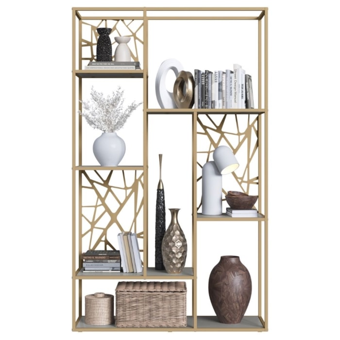 Estante Alta 6 Prateleiras P1057 122 cm Arenas Dourado PP Milani Store