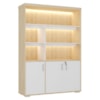 Estante Escritorio Com LED 3 Portas Tampo Tamburato 193X136 cm Carvalho Branco Artany