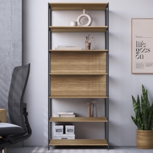Estante Escritorio Office 211X87 cm 25858 Nogal Sevilha Preto Artesano