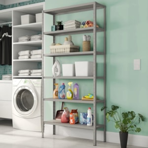 Estante Estilo Industrial 6 Prateleiras 200X95 cm Cinza ARTEF