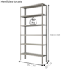 Estante Estilo Industrial 6 Prateleiras 200X95 cm Cinza ARTEF