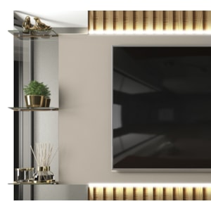 Estante Home Para TV 60 Polegadas Lumus Amarula Carvalho Europeu DJ Moveis