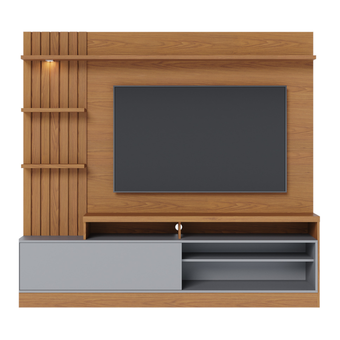 Estante Home Para TV 65 Pol 200 cm Maceio Com Led Freijo Cinza Fosco CLB