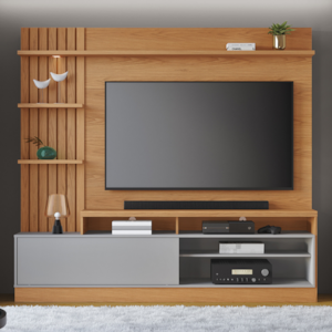 Estante Home Para TV 65 Pol 200 cm Maceio Com Led Freijo Cinza Fosco CLB