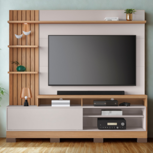 Estante Home Para TV 65 Pol 200 cm Maceio Led Freijo Off White CLB