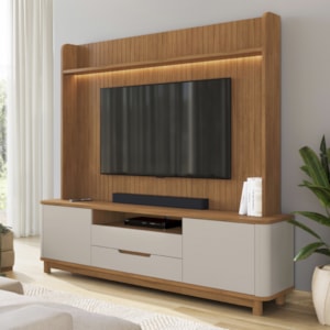Estante Home Para TV 70 Pol Cannes 215 cm Cedro Off White DCASA