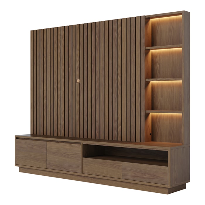 Estante Home Ripado Tv 82 Pol 240 cm Cancun Amendoa Colibri