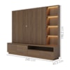 Estante Home Ripado Tv 82 Pol 240 cm Cancun Amendoa Colibri