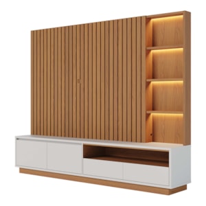 Estante Home Ripado Tv 82 Pol 240 cm Cancun Freijo Off White Matte Colibri