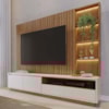 Estante Home Ripado Tv 82 Pol 240 cm Cancun Freijo Off White Matte Colibri