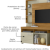 Estante Home Tv 50 Pol 1 Porta 160 cm Icaro Cumaru Opala MADETEC