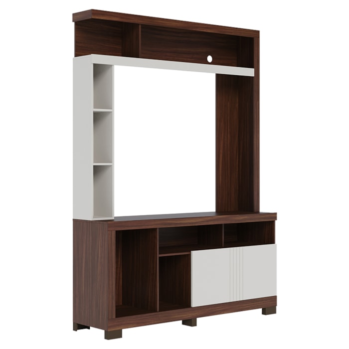 Estante Home Tv 50 Pol 2 Portas 137 cm Elba Nogueira Real Off White Matte Colibri