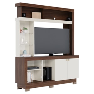 Estante Home Tv 50 Pol 2 Portas 161 cm Valenca Nogueira Real Off White Colibri