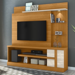Estante Home Tv 55 Pol 2P 181 cm Alan Cinamomo Off White MADETEC
