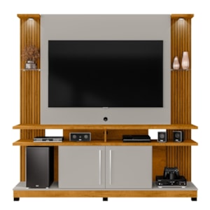 Estante Home Tv 55 Pol Com LED 180 cm York Naturalle Off White BECHARA