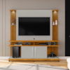 Estante Home Tv 55 Pol Com LED 180 cm York Naturalle Off White BECHARA