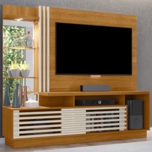 Estante Home Tv 60 Pol 200 cm Frizz Plus Cinamomo Off White MADETEC