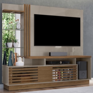 Estante Home Tv 60 Pol 200 cm Frizz Plus Fend Naturale MADETEC