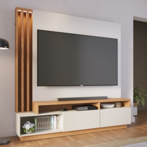 Estante Home Tv 65 Pol 180 cm 2 Portas Humaita Off White Matte Freijo Colibri