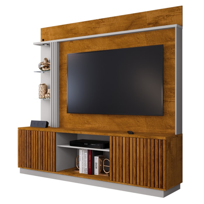 Estante Home Tv 65 Pol 201 cm Atlanta Naturalle Off White BECHARA