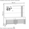 Estante Home Tv 65 Pol 2P 182 cm Frizz Cinamomo Off White MADETEC