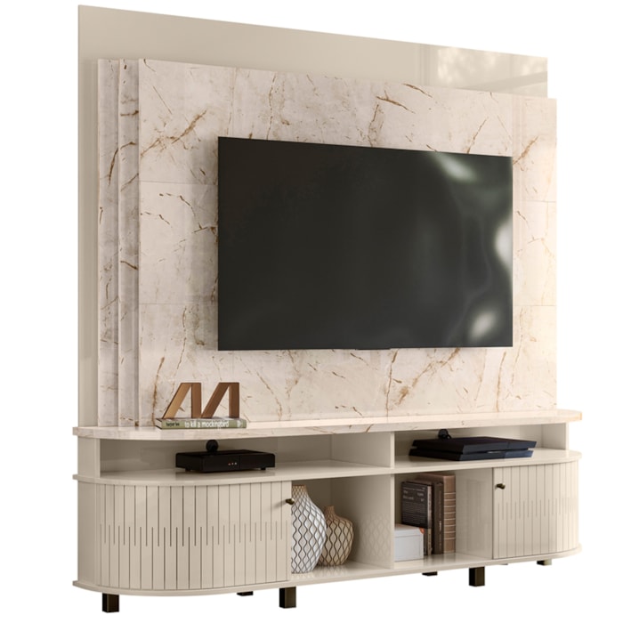 Estante Home Tv 65 Pol 2P 183 cm Daytona Calacata Off White MADETEC