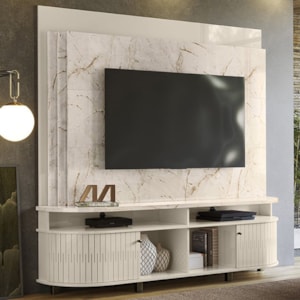 Estante Home Tv 65 Pol 2P 183 cm Daytona Calacata Off White MADETEC