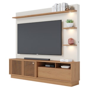 Estante Home Tv 70 Pol 200 cm Campeche Freijo Off White Matte Colibri