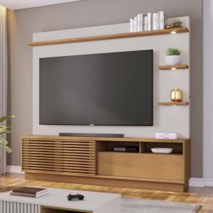Estante Home Tv 70 Pol 200 cm Campeche Freijo Off White Matte Colibri